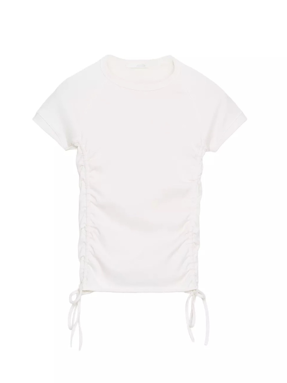 NWT Zara White Short Sleeve Tee with Ruched Side Ties
